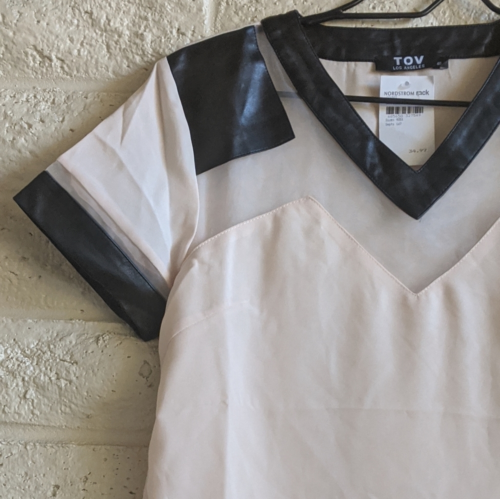 Nordstrom Tov | NWT altered mesh leather top med - Picture 2 of 6